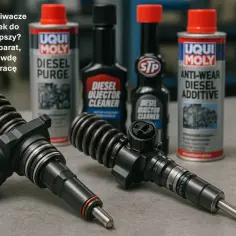 Dwa pompowtryskiwacze i cztery preparaty: Liqui Moly Diesel Purge, STP Diesel Injector Cleaner, Liqui Moly Anti-Wear Diesel Additive.