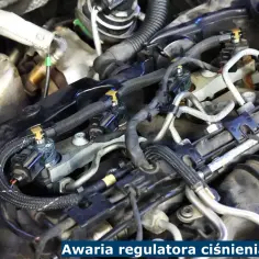 Silnik 2.0 HDI, widok na listwę wtryskową i przewody paliwowe. Awaria regulatora ciśnienia paliwa?