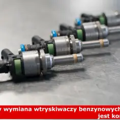 Rząd wtryskiwaczy benzynowych na metalowym blacie. Czy wymiana wtryskiwaczy benzynowych jest konieczna?