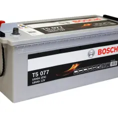 Akumulator Bosch T5 077 180Ah 1000A, gotowy do zasilania pojazdów ciężarowych i maszyn.