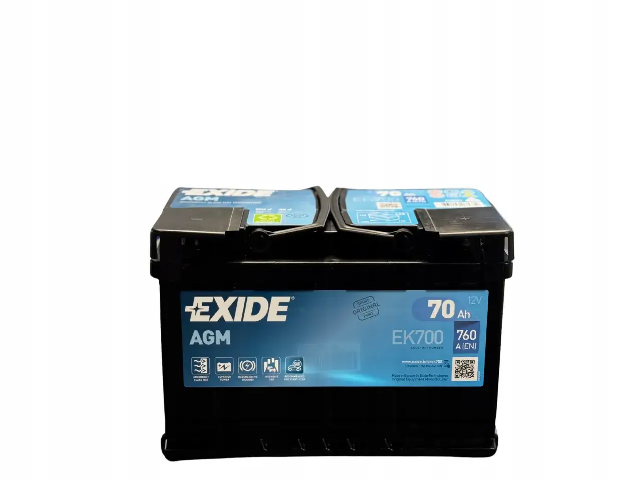 Akumulator Exide EK700 AGM 70Ah 760A(EN) - idealny do Opla Astry z systemem Start-Stop.