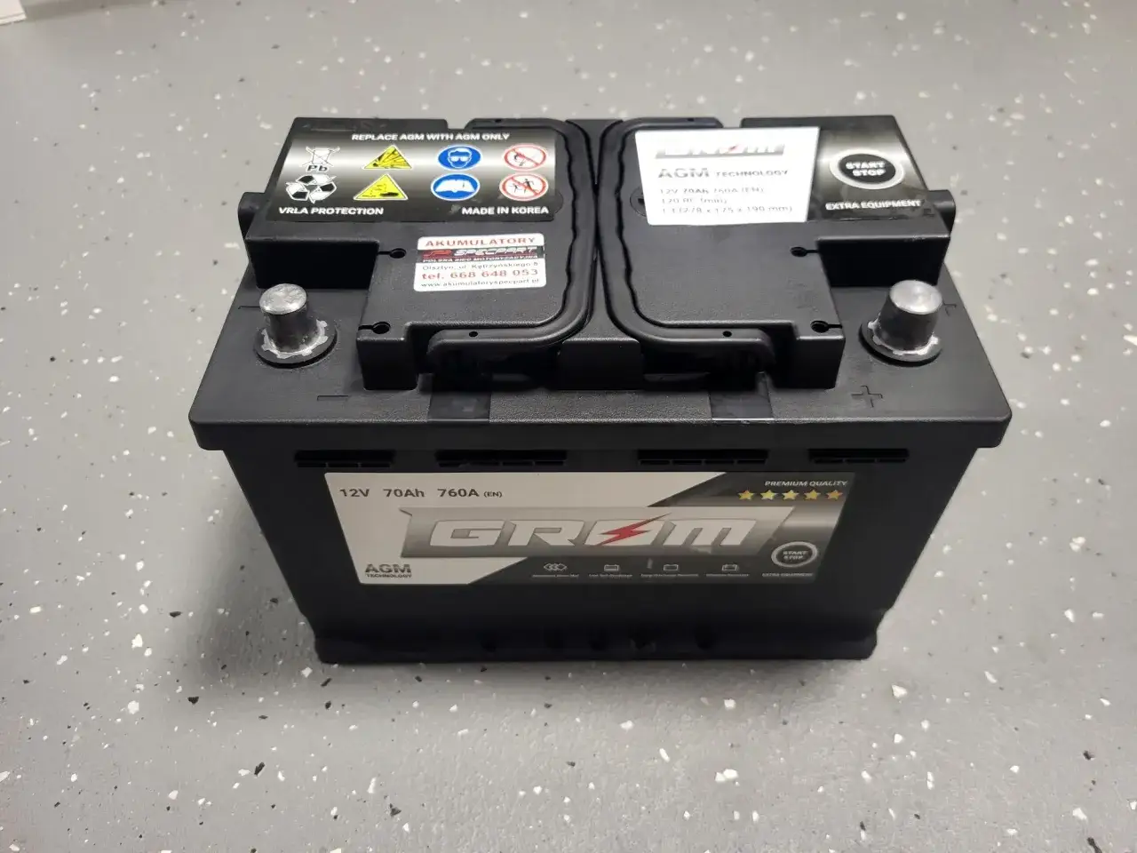 Akumulator GRAM 12V 70Ah 760A (EN) AGM. Producent: Specpart.