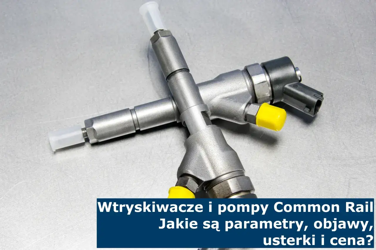 Dwa wtryskiwacze Common Rail, kluczowe elementy układu paliwowego w samochodzie, leżą na metalowej powierzchni.